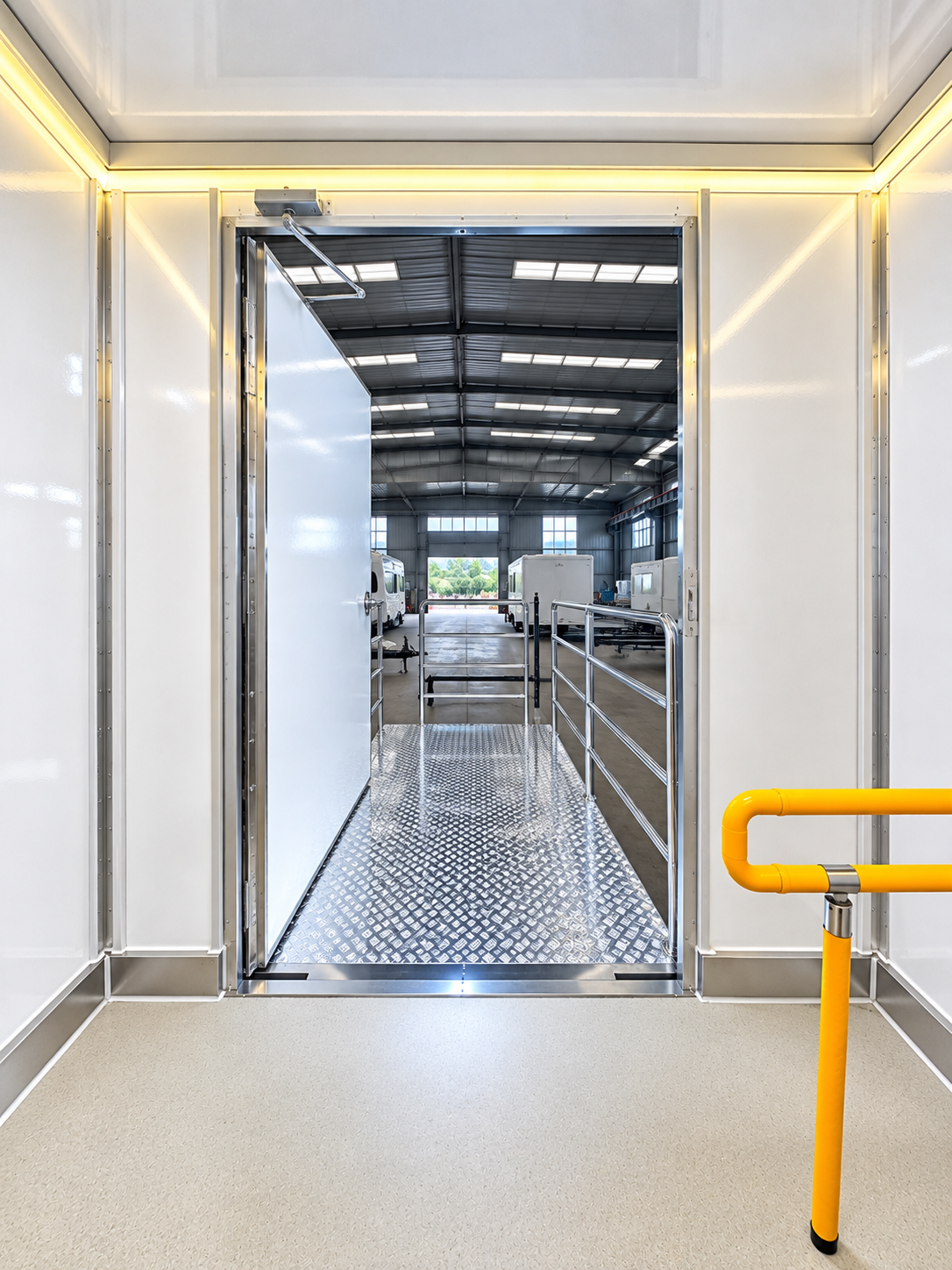Approved eight-stall plus ADA shower and restroom interior