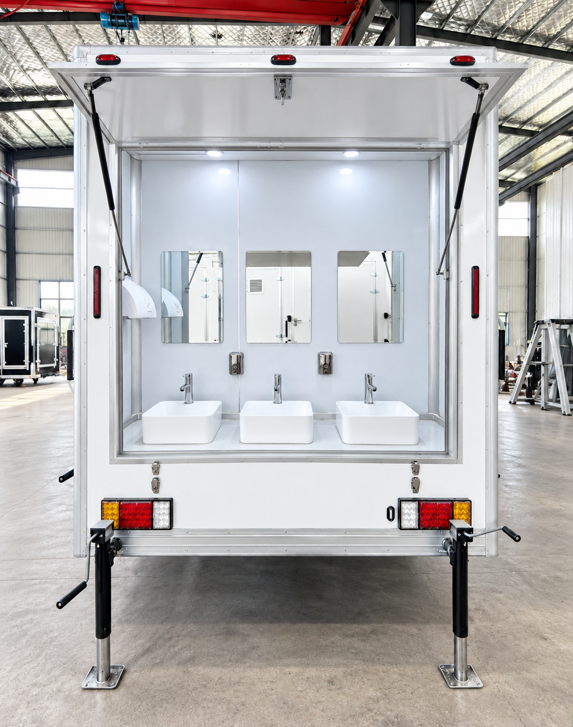 Approved private shower trailer stall interior