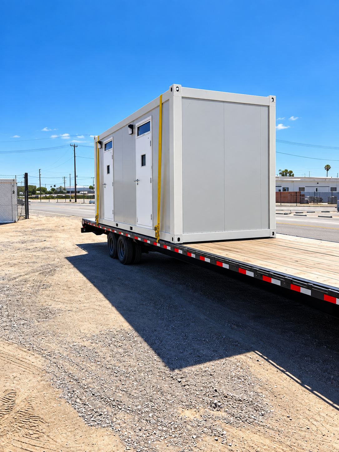 Approved two-stall sleeper trailer on a delivery platform