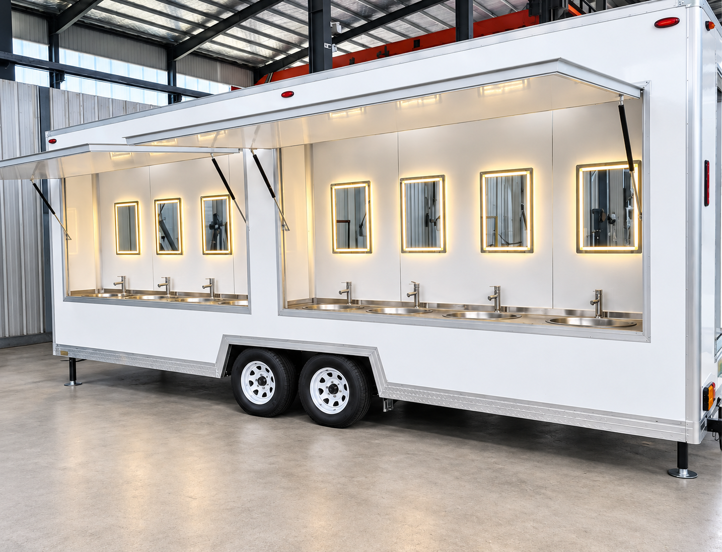 Approved six-station handwashing trailer